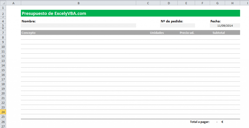 Como crear una plantilla en Excel - Excel y VBA