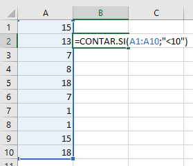 función contar si excel contar valores menores que